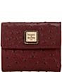 Dooney & Bourke Ostrich Embossed Leather Small Flap Wallet, Color:Burgundy - Image 1