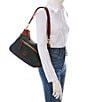 Dooney & Bourke Pebble Grain Leather Contrast Trim Hobo Shoulder Bag, Color:Forest - Image 4