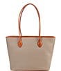 Dooney & Bourke Pebble Collection Leather Contrast Trim Tote Bag, Color:Taupe - Image 2
