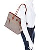 Dooney & Bourke Pebble Collection Leather Contrast Trim Tote Bag, Color:Taupe - Image 4