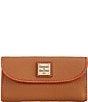 Color:Caramel - Image 1 - Pebble Continental Leather Clutch Wallet