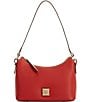 Color:Red - Image 1 - Pebble Grain Leather Baguette Bag