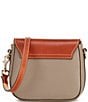Color:Taupe - Image 2 - Pebble Turnlock Flap Saddle Crossbody Bag