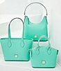 Color:Mint - Image 5 - Saffiano Leather Hobo Bag