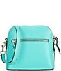Color:Mint - Image 2 - Saffiano Leather Domed Crossbody Bag