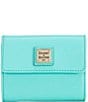 Color:Mint - Image 1 - Saffiano Leather Small Flap Credit Card Wallet