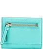 Color:Mint - Image 2 - Saffiano Leather Small Flap Credit Card Wallet