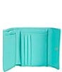 Color:Mint - Image 3 - Saffiano Leather Small Flap Credit Card Wallet