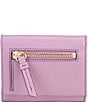 Color:Light Mauve - Image 2 - Saffiano Leather Small Flap Credit Card Wallet