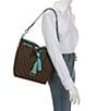 Dooney & Bourke Signature Blakely Collection Tasha Logo Drawstring Contrast Trim Bucket Bag, Color:Brown T Moro Aqua - Image 4