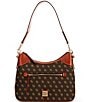 Color:Brown T'Moro - Image 1 - Gretta Collection Signature Logo Print Hobo Bag