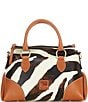 Dooney & Bourke Zebra Print Leather Satchel 30 Bag, Color:Zebra - Image 1