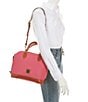 Color:Hot Pink - Image 4 - Pebble Collection Zip Zip Dome Satchel Bag