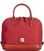 Color:Red - Image 1 - Pebble Collection Zip Dome Satchel Bag