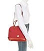 Color:Red - Image 4 - Pebble Collection Zip Dome Satchel Bag