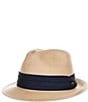 Dorfman Milano Scala Fine Braided Straw Fedora 2 1/4#double; Brim Hat, Color:Natural - Image 1