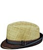 Dorfman Milano Scala St. Louis Matte Raffia Straw Fedora 2#double; Brim Hat, Color:Brown - Image 2