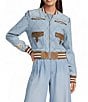 Double D Ranch Branded & True Round Neck Long Sleeve Studded Emroidered Bomber Jacket - Image 1