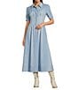 Double D Ranch Buckskin Blues Point Collar Short Sleeve A-Line Dress - Image 1