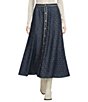 Double D Ranch Cloth Coordinating Denim Midi A-Line Skirt, Color:Denim - Image 1