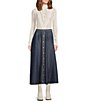 Double D Ranch Cloth Coordinating Denim Midi A-Line Skirt, Color:Denim - Image 3