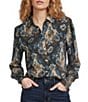 Double D Ranch Dewitt Woven Printed Point Collar Long Sleeve Bouse, Color:Print - Image 1