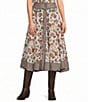 Double D Ranch Hardcore Western Cowboy Graffiti Print Embroidered Full Coordinating Skirt - Image 1