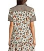 Double D Ranch Hardcore Western Cowboy Graffiti Print Point Collar Short Sleeve Coordinating Top - Image 2