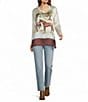 Double D Ranch Horse Sense Silk Printed Scoop Neck Dolman Short Sleeve Top - Image 3