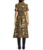 Double D Ranch Oil Camp Linen Blend Button Front Short Sleeve A-Line Midi Dress - Image 2