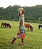 Double D Ranch Women Of The Range Printed V-Neck Short Sleeve Wrap Midi Dress, Color:Print - Image 4