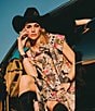 Double D Ranch Woven Cowboy Graffiti Print Collar Short Sleeve Top - Image 5