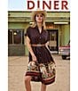 Double D Ranch Wester Bar Room Buddies Linen Point Collar Short Sleeve A-Line Dress, Color:Dark Brown - Image 4