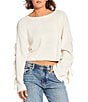 Double Zero Bow Detail Long Sleeve Sweater, Color:Cream - Image 1