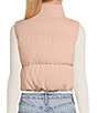 Color:Dusty Pink - Image 2 - Corduroy Zip Up Crop Puffer Vest