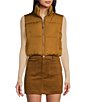 Color:Pale Brown - Image 1 - Cropped Puffer Vest