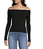 Double Zero Cropped Ribbed Knit Off-The-Shoulder Long Sleeve Top - Image 5