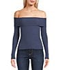 Double Zero Cropped Ribbed Knit Off-The-Shoulder Long Sleeve Top - Image 1