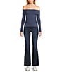 Double Zero Cropped Ribbed Knit Off-The-Shoulder Long Sleeve Top - Image 3