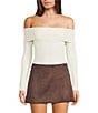 Double Zero Cropped Ribbed Knit Off-The-Shoulder Long Sleeve Top - Image 5