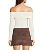 Double Zero Cropped Ribbed Knit Off-The-Shoulder Long Sleeve Top - Image 6