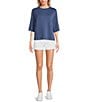 Double Zero Elbow Sleeve T-Shirt, Color:Dusty Navy - Image 3