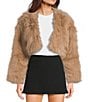 Double Zero Faux Fur Cropped Jacket, Color:Taupe - Image 1