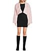 Double Zero Faux Fur Cropped Jacket, Color:Light Pink - Image 4