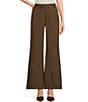 Double Zero Flat Front Wide Leg Pants, Color:Brown - Image 1