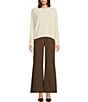 Double Zero Flat Front Wide Leg Pants, Color:Brown - Image 3