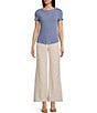 Double Zero Flat Front Wide Leg Pants, Color:Beige - Image 3