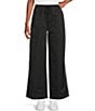 Double Zero High Rise Drawstring Wide Leg Pants, Color:Black - Image 1