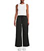 Double Zero High Rise Drawstring Wide Leg Pants, Color:Black - Image 5