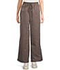 Double Zero High Rise Drawstring Wide Leg Pants, Color:Cocoa - Image 1